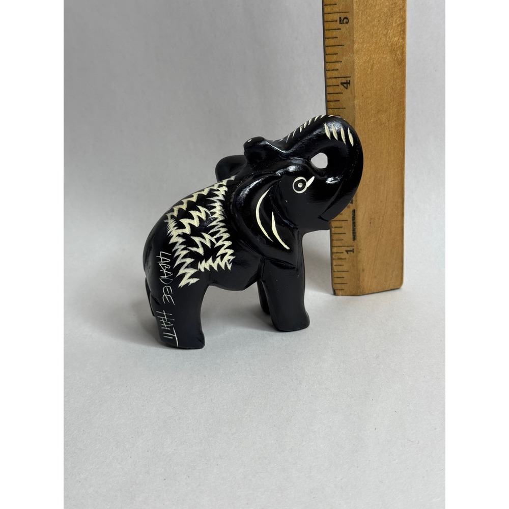 Black Elephant Figurine Hand Carved‎ Haiti